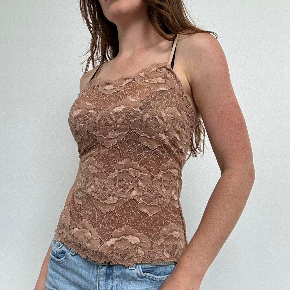 Josie Vintage brown lace cami top